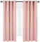 Deconovo Lot de 2 Rideaux Occultants Thermiques Isolants Anti-Froid à Œillets - Motif en Fil d'or 140×290CM, Rideaux Thermiques pour Chambre et Salon Rose Corail