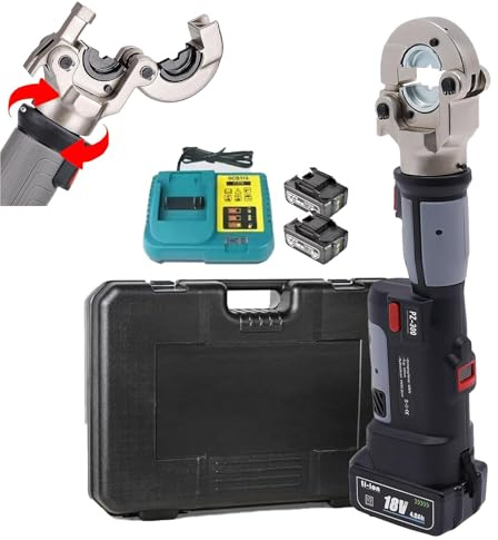 Herramienta De Crimpado HidráUlica EléCtrica Crimpadora HidráUlica Recargable De 10-300 Mm² Herramienta De Crimpado De Cables Alimentada Por BateríA Para Terminales De Cobre Y Aluminio,Gray