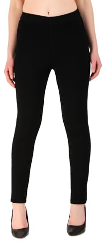 Flexarise Women’s Skinny Fit Jeggings – High Waisted Stretch Denim Jeans for Women UK with Elasticate d Waist & Pockets – Pull On Casual Trousers- Black (Size-26)