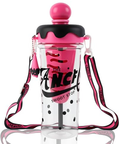 Mlysnd Trinkflasche mit Fruchteinsatz 880 ml - Haltbare Eis Trinkflasche, BPA-freie Flip-Top Wasserflasche für Campingausflüge Einkaufen (schwarz-rot)