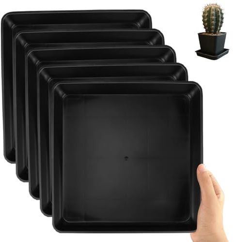 Bigwinyep Untersetzer für Blumentöpfe, 20,3 cm, 5 Stück, quadratische Blumentopf-Untersetzer, stabile Blumentopf-Untersetzer, Kunststoffboden, Bewässerungsplatten für drinnen und draußen