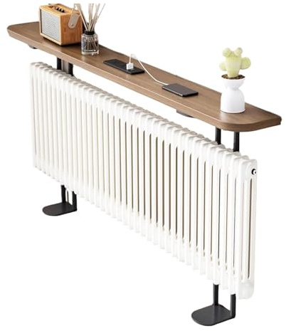 ATAPNLNMTZ Radiator Top Shelf with Reinforced Metal Base, Decorative Heater Cover Board, Console Table for Living Room, Hallway, Bathroom(Brown,47.2in/120cm)