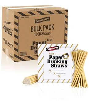 Paper Straws Multicolored - Eco-Friendly Alternative to Plastic Straws 100% Biodegradable and Compostable - Perfect for Drinking, Cocktails, and Parties (1000, Kraft Brown)