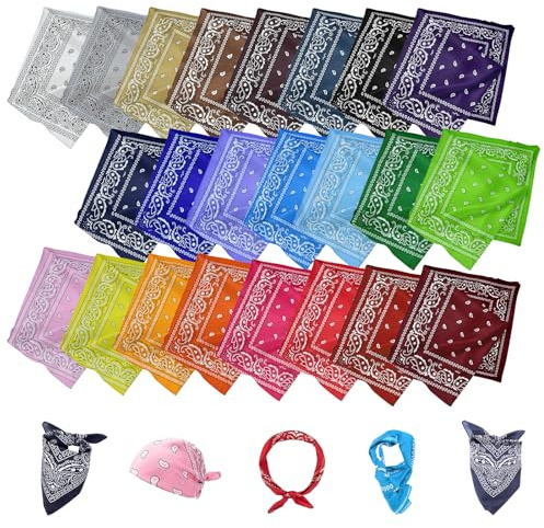 VOIDHUES 23 stycken bandana kvinnor män mångsidig bandanas paisley-mönster blandade färger 55 x 55 cm halsdukar huvudduk, huvudbonader för varje outfit