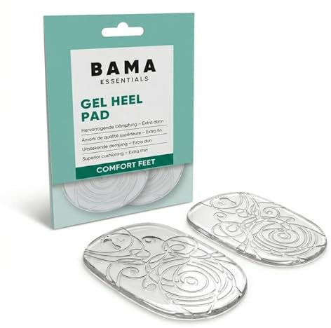 Bama Essentials Almohadillas de Gel para el Talón – Cojines de Gel Transparentes Autoadhesivos con Tecnología Air Cushion para Tacones y Bailarinas – Talla Universal 55 x 85 mm – 1 Par