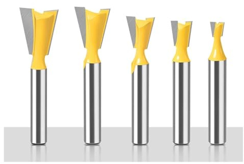 5/6 stücke 1/4 1/2 zoll 6mm 8mm 12mm Schaft Schwalbenschwanz Joint Router Bits Set 14 grad Fräser for Holz(5Pcs 8mm Shank)