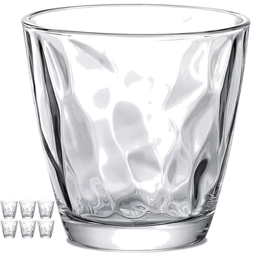 6 Vasos Diamond Ritual - Envio 24h - Perfecto para uso en Casa, Restaurante y en Fiesta, Ligeros y Resistentes con acabado de diamante - Alta Categoría (Transparente, 40 cl)
