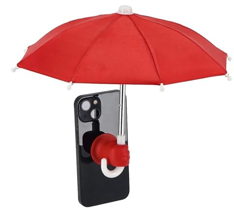 Parapluie pour smartphone - Mini parapluie pour téléphone portable avec revêtement de protection UV - Réduit l'éblouissement et la surchauffe - Avec ventouse en silicone - Pliable - Pour plage