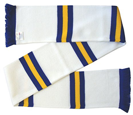 Arena Schaltuch Leeds, Retro-Stil, Weiß, Königsblau und Goldfarben