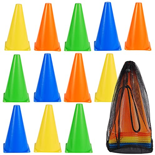 Bramble 12 Cones for Football Training Kids - Multisport Marker Set, Football Cones Training Set Kids