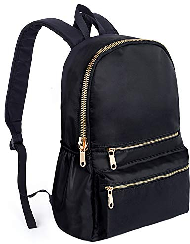 UTO Mode Rucksack Damen AKTUALISIERTE Version wasserdichte Nylon Schule College Bookbag Schulter Schwarz