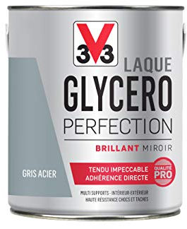 V33 Peinture multi-supports monocouche Laque Glycéro brillant, Gris Acier n°5 2L