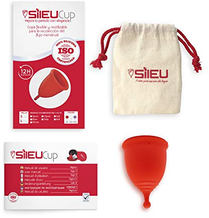 Coppa Menstrual Sileu Cup Divine - Facile da rimuovere - Aiuta a prevenire infezioni urinarie e la cistite - Alternativa ecologica e naturale a tamponi e compresse- Taglia L, Rosso