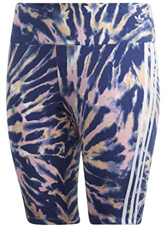 adidas Originals Women's Short Tight, Top: Multi/White/Midnight Indigo/True Pink Bottom: Glow Orange, 2XS