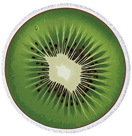 Tubayia Obst Muster Runde Strandtuch Badetuch Schnell Trocknende Deko Strandhandtuch mit Quaste (Kiwi)