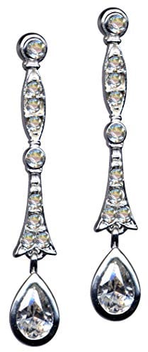 OHRRINGE/Echt Silber 925 mit Zirkonia/Jugendstil Design/Steinfarbe: transparent weiss/neu modern exklusiv extravagant/Online Shop Schmuck kaufen / 58026