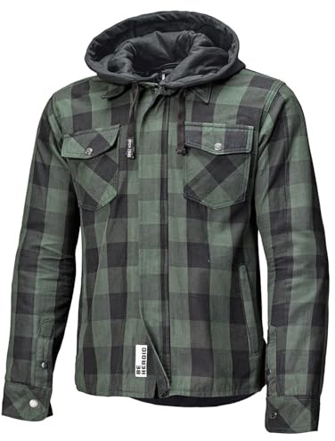 Held Lumberjack 2 – Chemise de moto avec protections – Veste de moto pour homme certifiée CE EN 17092 – Matière flanelle – Capuche amovible – Protections douces au niveau des épaules et des coudes
