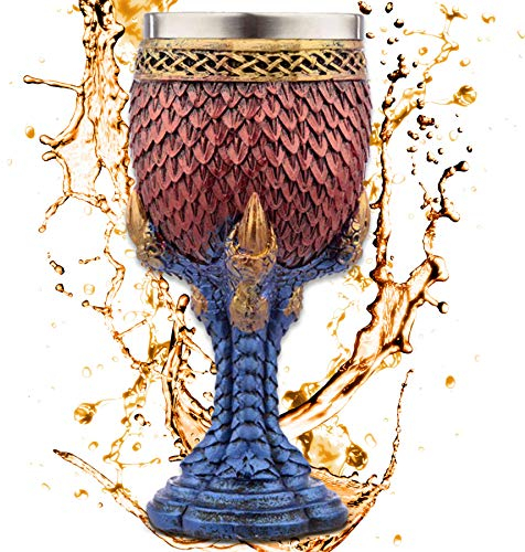 Kelch ''Egg of the Azur Dragon'' - Geschupptes Ei in blauer Drachenklaue Weinkelch - Deko Becher Fantasy Mittelalter