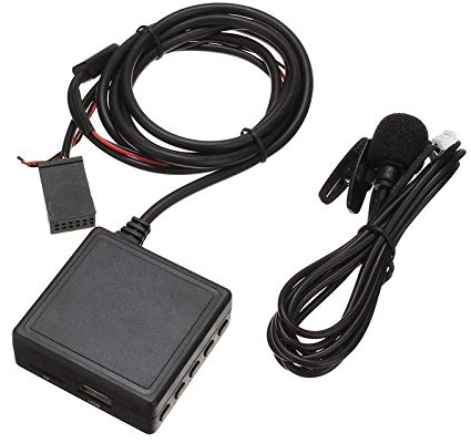KASER Cable AUX Bluetooth Compatible para Ford Focus Mk2 C-MAX MK1 Mondeo MK3 Autoradio Ford Connect Ford Transit Fiesta & Fusion Conector Mini ISO Micrófono con Llamadas Manos Libres