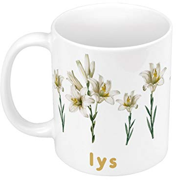 Mug Céramique Lys Fleurs Minimaliste Illustration Chic Jardin
