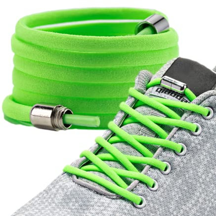 LaceHype - Premium Schnürsenkel ohne binden, elastischeSchuhbänder mit Metallkapseln, 1 oder 2 Paar - CP2 - mit Kapseln für Sneaker, Laufschuhe, Sporschuhe (Grün, 2P)