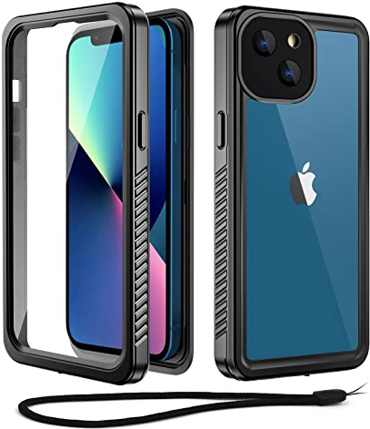 Beeasy für iPhone 13 Hülle Wasserdicht, 360 Grad Outdoor Schutzhülle mit Displayschutz, Wasserfest Staubdicht Stoßfest Panzerhülle Handyhülle für iPhone 13 Case (6,1), Schwarz