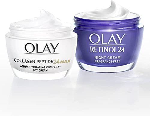Olay Collagen Peptide 24 Crema De Día 50 ml Y Retinol 24 Crema Hidratante De Noche 15 ml