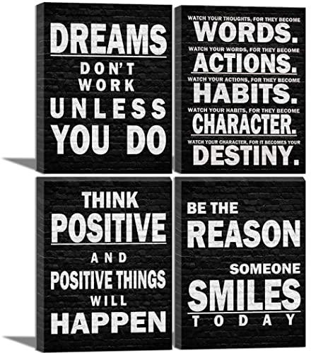 Schwarz-weißes motivierendes Wandposter Zitate für Büro, Arbeitsplatz, Fitnessstudio, Schule, positive Zitate, Büro-Wanddekoration, Schild, Träume nicht funktionieren, unless You Do, Watch Your