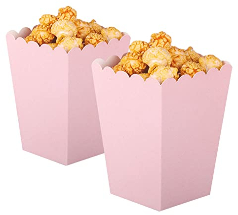 ZOOYOO 24 Stück Popcorn Tüten Klein Rosa - 5.5 * 7.5 * 10.5cm - für Rosa Party-Dekorationen, Babyparty-Show, Geburtstagsparty Mädchen