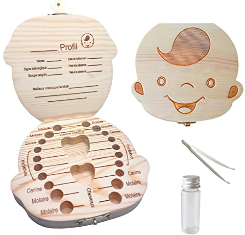 Boîte à Dents De Lait En Bois Avec Étiquette Française, Pour Enfants et Filles, Souvenirs Pour Bébés Cadeaux