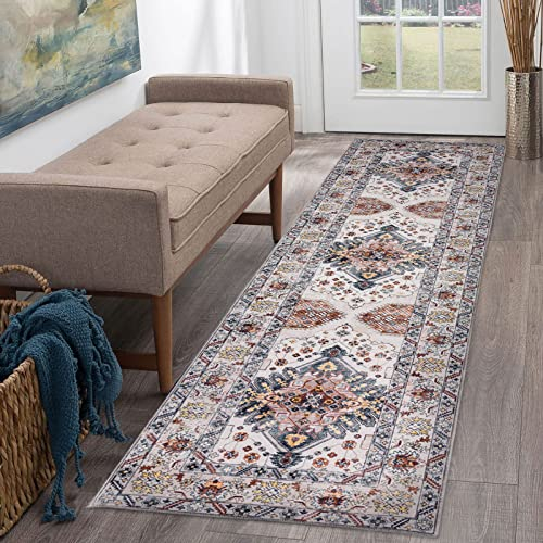 TALETA Flur Teppich Läufer rutschfest, Küchenläufer waschbar, Küchenteppich Vintage Teppichläufer für Küche, Terrassen, Eingang, Hallway, 80 x 300 cm