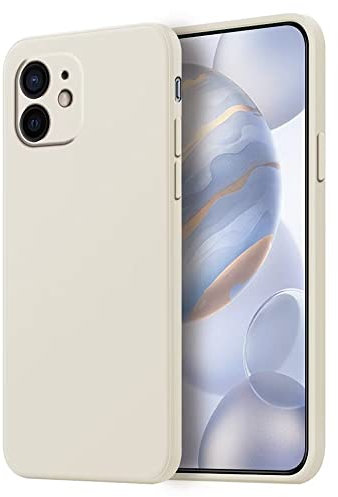 HONLEN Coque pour iPhone 12 Mini Protection Étui, (5.4 inches) Liquide TPU Silicone Case Anti Rayures Ultra Mince Souple Cover en Silicone Blanc Antique