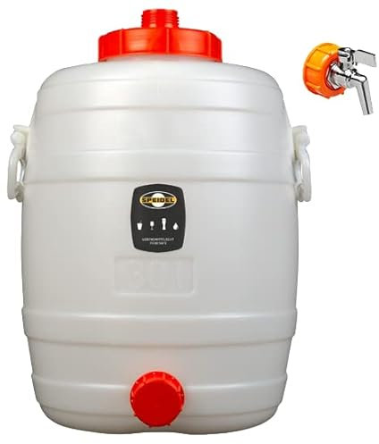 Speidel - Cuve, fût de fermentation en plastique 30 L avec couvercles et robinet en acier inoxydable