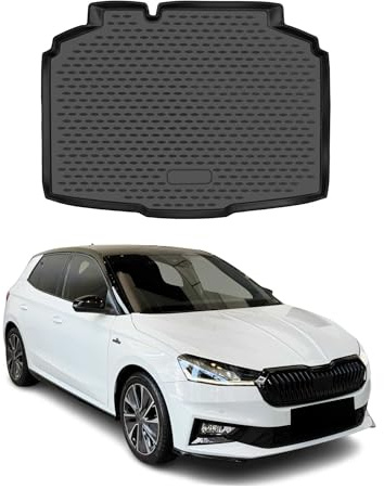 OMAC Kofferraumwanne für Skoda Fabia 2021-2026 Unterer TPE Schwarz | Kofferraummatte, Laderaumwanne, Allwetter, fahrzeugspezifisches Produkt, Antirutsch, 3D-Passform, wasserdicht