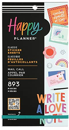 Happy Planner Aufkleber-Set für Lehrer, Planer und Projekte - Mehrfarbige Aufkleber - Mail Call Thema - 30 Blatt 893 Aufkleber insgesamt
