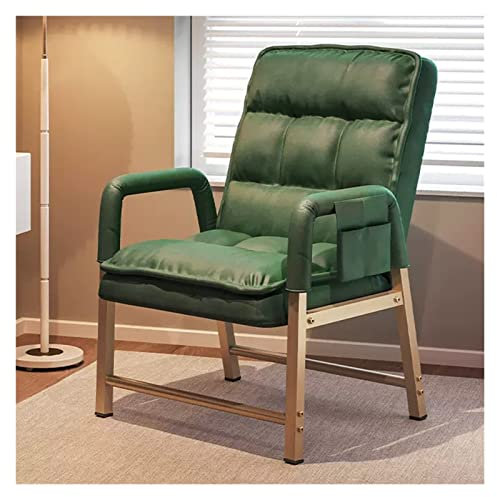 Sofa Stuhl Sleeper Leder Akzentstühle mit verstellbarer Rückenlehne und Ottomane, ergonomischer Loungesessel mit hoher Rückenlehne, Einzelliege, Freizeitstuhl für Schlafzimmer, Büro (Farbe: Grün,
