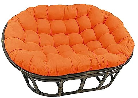 Papasan Rattan-Schaukelstuhlkissen, doppeltes übergroßes Papasan, Eierstuhlkissen Doppeltes Papasan-Stuhlkissen für den Außenbereich, wasserdicht mit Bändern,Orange,170cmX120cm