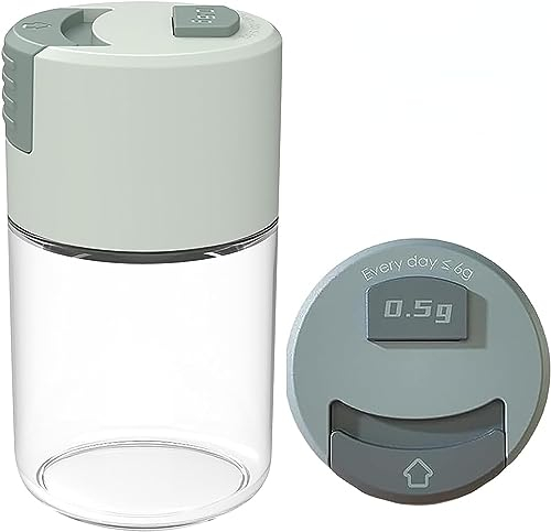 Salt and Pepper Shakers Precise Quantitative Push Type,0.02oz Metering Salt Shaker Glass Metered Salt Dispenser (Green)
