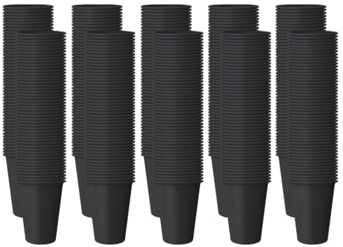 TEKHOME BICCHIERI PLASTICA MONOUSO COLORATI PER FESTE, COMPLEANNI, MATRIMONI, DRINK,RISTORANTI (50/100/150/200/250/300/350/400/450/500) (400, NERO)