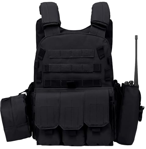 Chaleco Táctico 1000D Oxford Ajustable Asalto Chaleco con bolsa Traning Protección Chaleco de Seguridad para Caza Senderismo