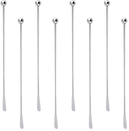Swizzle Sticks Cocktail, Cocktail Petites Agitateurs, Cocktail Stirrers, 8 Pièces Agitateurs à Cocktail en Acier Inoxydable, Bâtonnets D'agitation à Café, pour Les Bars, Les Cafés, Les Mariages