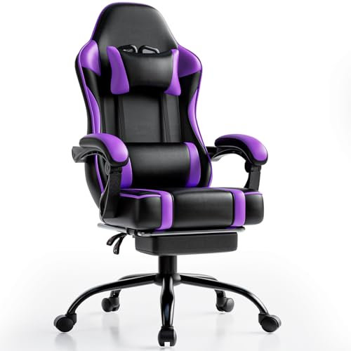 Fruyyzl Sedia Gaming Ergonomica, Poltrona Gaming con Schienale Regolabile, Sedia da Gamer con Poggiatesta e Supporto Lombare, Sedia Gamer in Pelle Sedia Gaming con Poggiapiedi