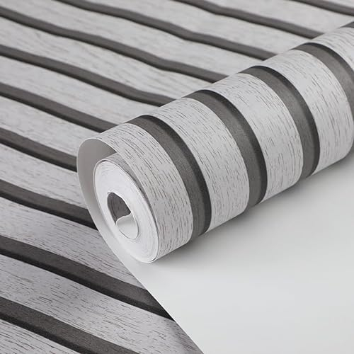 Snewvie 1 Stück 3D Tapete Holzoptik Papiertapete mit Holz-Optik,53 * 950CM 3D -Paneele im modernen Lamellenwand Holz Imitation Muster Lamelle,Hellgrau