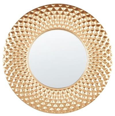 Beliani Wandspiegel mit breitem Rahmen Metall Gold rund 60 cm modern glamourös Combe