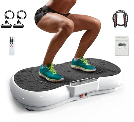 bigzzia Vibration Platform with Rope Skipping, Whole Body Workout Vibration Fitness Platform Massage Machine for Home Training and Shaping (WHITE)