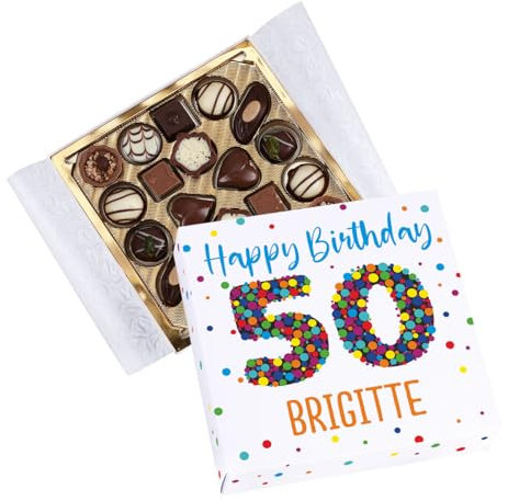 Herz & Heim® Lindt Mini Pralinées in personalisierter Verpackung zum Geburtstag (50. Geburtstag, Volle Größe)