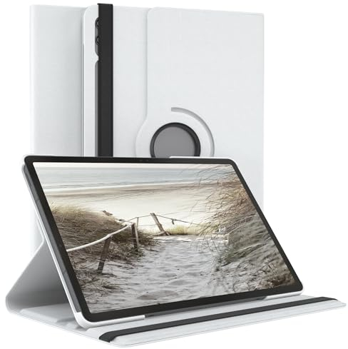 EAZY CASE - Tablet Hülle für Samsung Galaxy Tab S10 Plus / S9 FE Plus Schutzhülle Smart Cover Tablet Case Rotationcase zum Aufstellen Klapphülle 360° drehbar mit Standfunktion Tasche Kunstleder Weiß