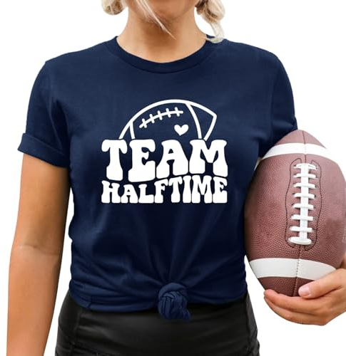 Lässiges Sport-T-Shirt-Top für Damen mit Fußball-Aufdruck, kurzärmelig O-Ausschnitt Karo Kauer Damen
