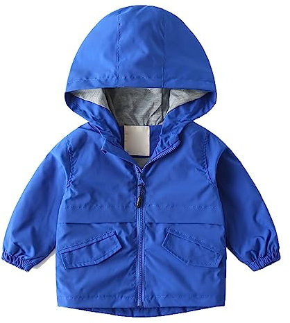 Veste coupe-vent légère et doublée pour et avec capuche - Pour enfants et garçons - Printemps, bleu, 12-24 mois