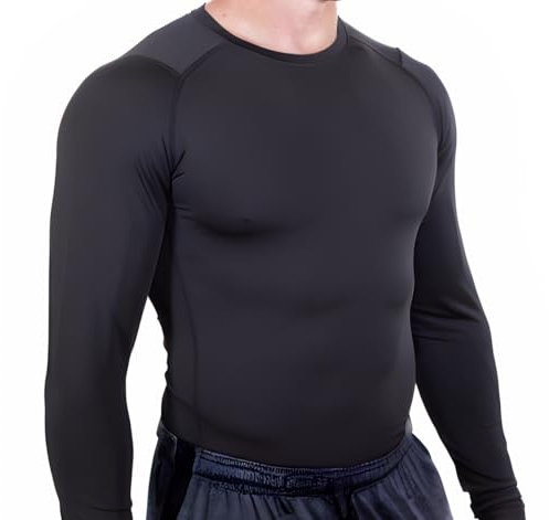 Esteem Apparel Core Tight Pro Herren Langarm-Kompressionsshirt Athletische Basisschicht für Leistungs-Workouts (Schwarz, S)